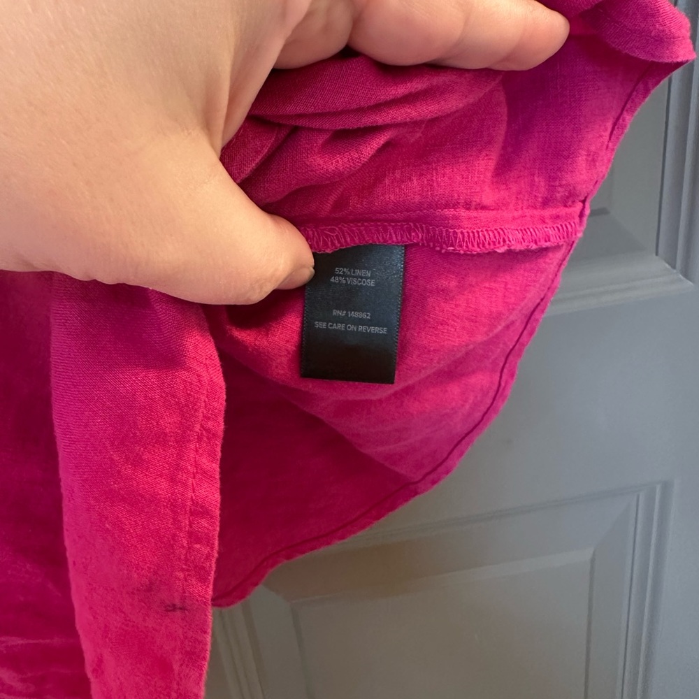Torrid Fuchsia Linen Collared Shirt - Picture 3 of 3